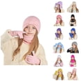 thumbnail image 1 of Kids Solid Knit Hat Scarf Gloves Set Winter Warm Soft Thick Cozy 3PCS Outdoor Cold Weather Gear for Boys Girls Toddler Snow Travel Daily Wear Comfortable Fit â Stocking Stuffers Ski, 1 of 4