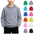thumbnail image 1 of Kids Solid Pullover Hoodie Soft Loose Long Sleeve Sweatshirt Multi Bright All-Match Color Basic Outer & Inner Layer Top for Spring Autumn Winter Family Daily Outfits, 1 of 3