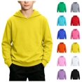 thumbnail image 1 of Kids Solid Pullover Hoodie Soft Loose Long Sleeve Sweatshirt Multi Bright All-Match Color Basic Outer & Inner Layer Top for Spring Autumn Winter Family Daily Outfits, 1 of 6