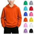 thumbnail image 1 of Kids Solid Pullover Hoodie Soft Loose Long Sleeve Sweatshirt Multi Bright All-Match Color Basic Outer & Inner Layer Top for Spring Autumn Winter Family Daily Outfits, 1 of 6