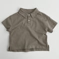 thumbnail image 1 of Kids Solid Short Sleeve Polo Shirt Side Split Casual Cotton Blend Tops For Toddler Boys Girls Spring Summer Daily Wear 1-8Y, 1 of 3