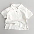 thumbnail image 1 of Kids Solid Short Sleeve Polo Shirt Side Split Casual Cotton Blend Tops For Toddler Boys Girls Spring Summer Daily Wear 1-8Y, 1 of 5
