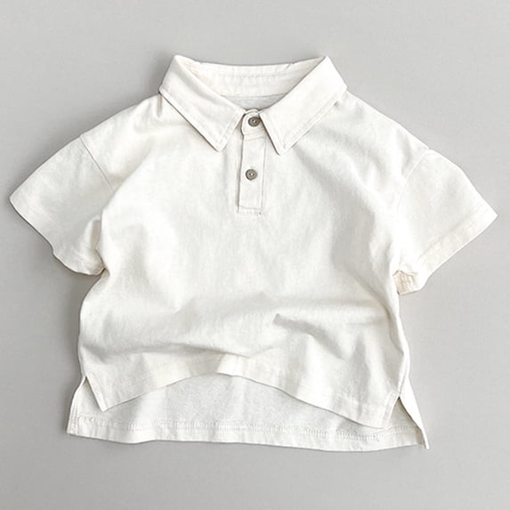 Kids Solid Short Sleeve Polo Shirt Side Split Casual Cotton Blend Tops For Toddler Boys Girls Spring Summer Daily Wear 1-8Y
