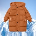 thumbnail image 1 of Kids Solid Winter Long Sleeve Hooded Puffer Down Coat Casual Warm Outer Jacket For Boys Girls Red 4-5 Years, 1 of 7