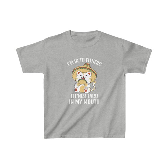 Kids' Sombrero Cat 'I'm into Fitness...Fitness Taco in my Mouth' T-Shirt