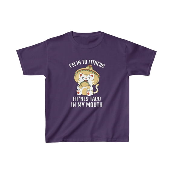 Kids' Sombrero Cat 'I'm into Fitness...Fitness Taco in my Mouth' T-Shirt