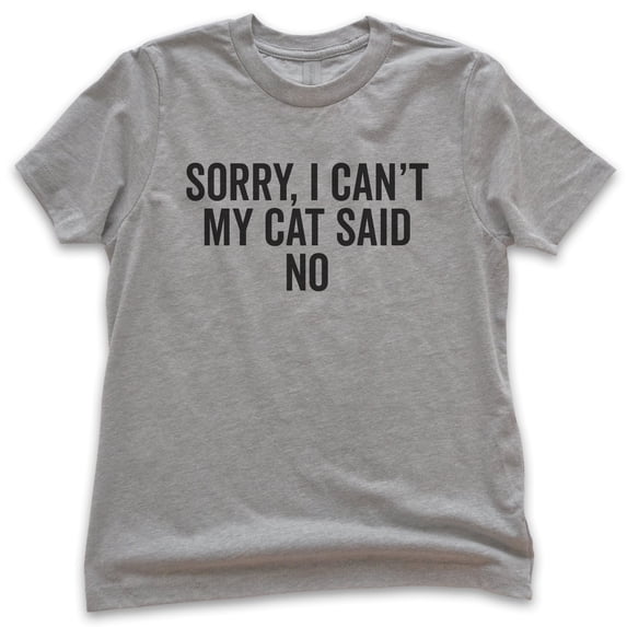 Kids Sorry I Can't My Cat Said No Shirt, Youth Kids Boy Girl T-Shirt, Cat Lover Shirt, Funny Nerdy Cat Shirt, Dark Heather Gray, Small