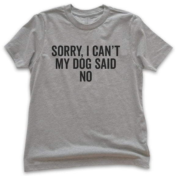 Kids Sorry I Can't My Dog Said No Shirt, Youth Kids Boy Girl T-Shirt, Dog Lover Shirt, Funny Dog Cute Puppy Tee, Dark Heather Gray, Medium