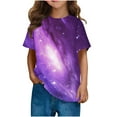 thumbnail image 1 of Kids Space Galaxies T Shirts Short Sleeve 3D Graphic Tees Shirts Funny Crew Neck T-Shirts Neon Novelty Clothes Purple， 5 Years, 1 of 7