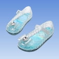 thumbnail image 1 of Kids Sparkly Jelly Shoes Girls Sandals, Floral Cutout Mary Janes with Bow & Gem Accent for Dress Up Water Shoes Light Blue 10, 1 of 9