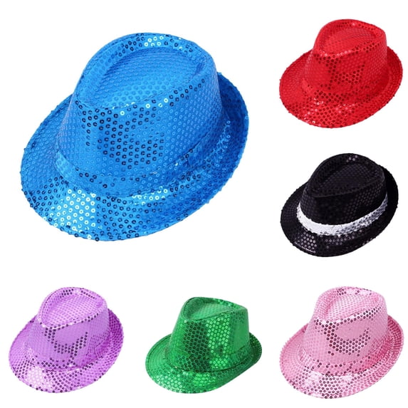 Kids Sparkly Sequin Top Hat For Performance Dance Party Stage Dress Up Themed Celebration