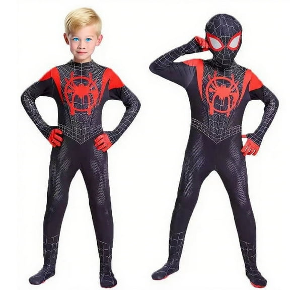 KEPZEAL Kids Superhero Cosplay Miles Boys Jumpsuit Zentai Costume Fancy Dress for Children