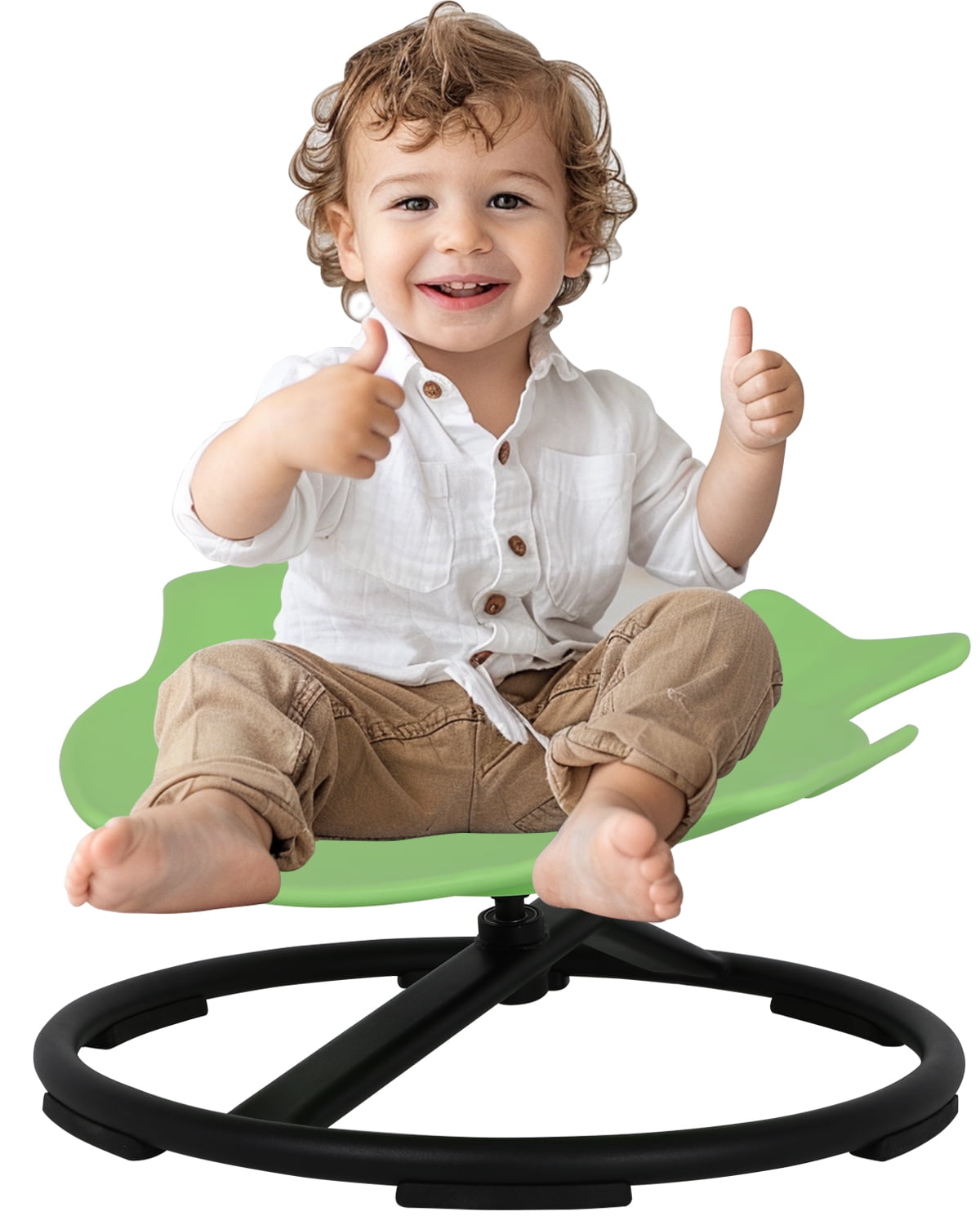 Kids Spinning Chair, Light Green Wobble Stool Carousel Spin Sensory Chair for Kids Improving Physical Coordination Child Age 2-10 ADHD Chair Non-Slip Metal Base Ideal Companion for Autism Children