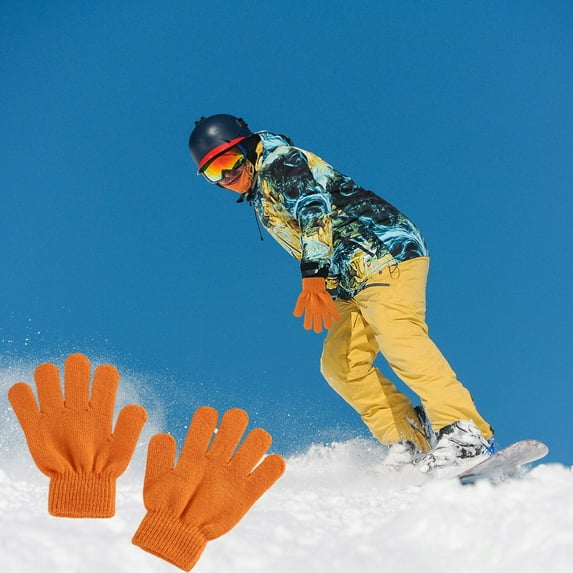 Kids Split Finger Knitted Gloves | Winter Warm Solid Color Mittens for Children | Unisex Boys Girls School Play Cold Weather Handwear | 1 Pair