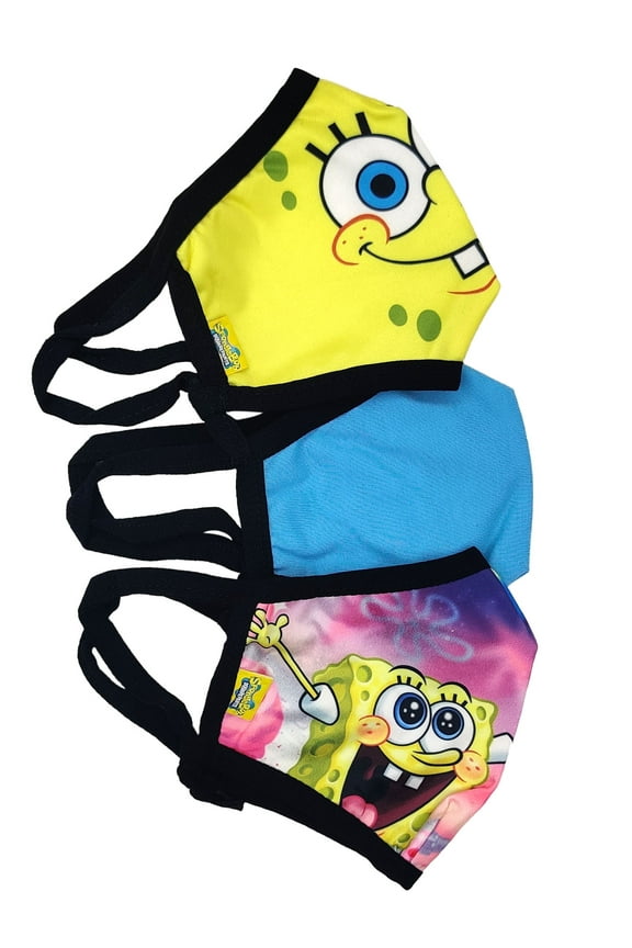 Kids Spongebob Patrick Reusable Face Masks 3 Pack Rainbow Krabby Patty