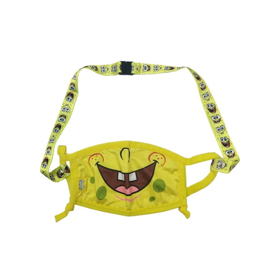 Kids Spongebob Squarepants Smile Reusable Face Mask Cover w/ Removable Strap
