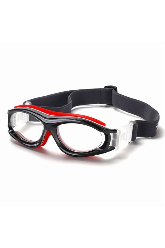 Kids Sport Glasses - Basketball & Football Goggles - Boys Safety Eyewear - Anti Shock Collision Glasses (transparent red)