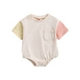 thumbnail image 1 of Kids Sport Jumpsuit 𝐈𝐧fant Boys Girls Outfit Short Sleeve Patchwork Colour Romper 𝐍ewborn Romper with Pocket, 1 of 6