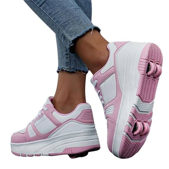 Kids Sport Roller Skate Shoes for Girls Boys Detachable Wheeled Fashion Sneakers Athletic Running Shoes