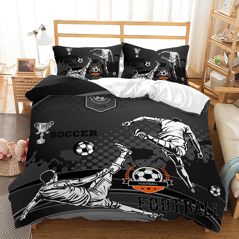 Kids Sport Theme Bedding Sets 3 Piece Duvet Cover Set with Pillowsham