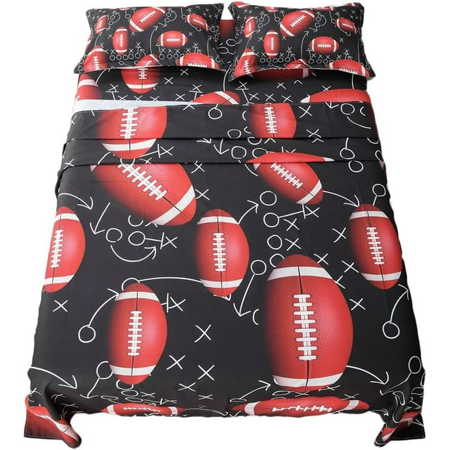 Kids Sports Bedding Set Full Size American Football Sheets for Boys