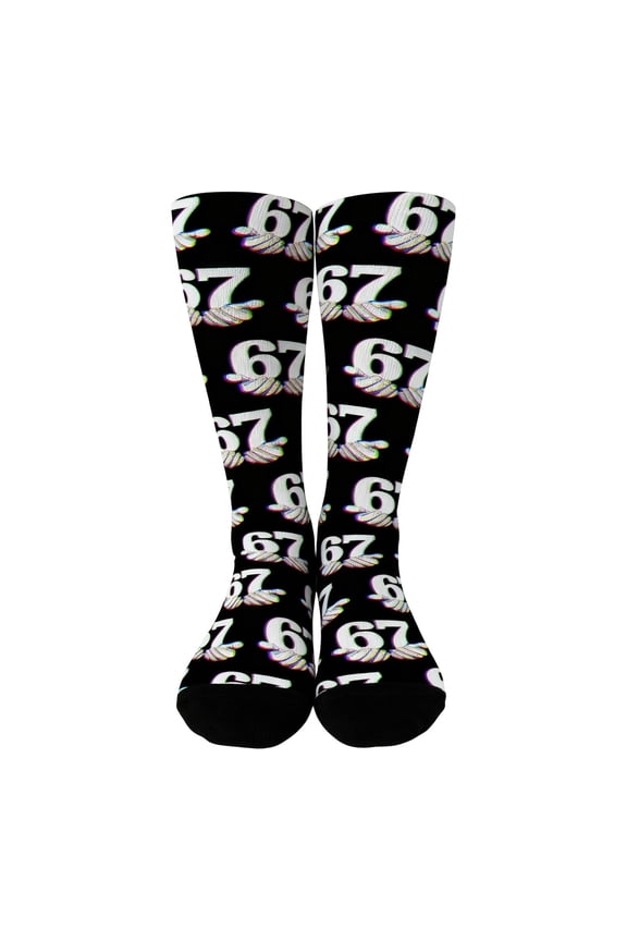 Kids Sports Crew Socks with Pattern for Boys Girls 67 Socks for Youth Six Seven Novelty Socks Christmas Holiday Gifts for Children Ages 7-12