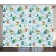 thumbnail image 1 of Ambesonne Sports Curtains 2 Panel Set, Skiing Raccoon, 108" x 63", Multicolor, 1 of 3