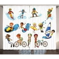 thumbnail image 1 of Ambesonne Sports Curtains 2 Panel Set, Surfing Cycling, 108" x 63", Multicolor, 1 of 3