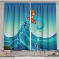 thumbnail image 1 of Kids Sports Curtains 2 Panels Set, Surfing Baby Giant Waves of the Sea Hobby Boy Little Champion Print, Window Drapes for Living Room Bedroom, 55W X 39L Inches, Blue and Turquoise, by Ambesonne, 1 of 3