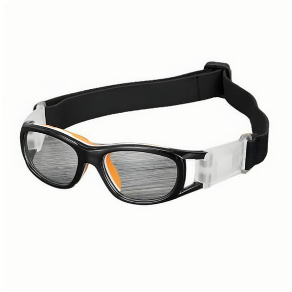 Kids Sports Goggles, Polycarbonate Lens Adjustable Strap for Basketball Football Hockey Baseball Volleyball Cycling Ages kidsBlack Orange Frame