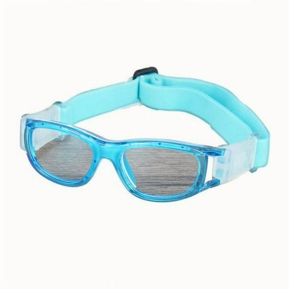 Kids Sports Goggles, Polycarbonate Lens Adjustable Strap for Basketball Football Hockey Baseball Volleyball Cycling Ages kidsTransparent blue frame