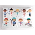 thumbnail image 1 of Kids Sports Pillow Sham Hockey Player Roller Skating Girl Fitness Gymnastics Game Hobby Baby Cartoon, Decorative Standard Size Printed Pillowcase, 26 X 20 Inches, Multicolor, by Ambesonne, 1 of 2