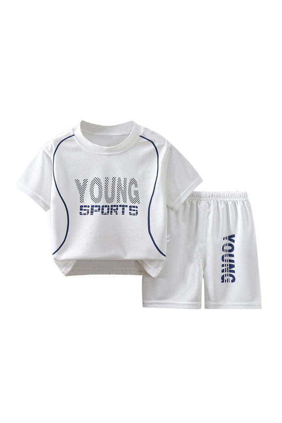 Kids Sports Shorts Sets Boys Tracksuit Active Sports Short Sleeve T Shirt and Mesh Shorts Set Size 2 Y-3 Y