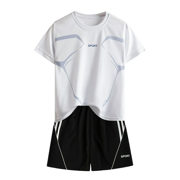 Kids Sports Shorts Sets Crew Neck T-Shirt Casual Shorts Sets Comfortable Daily Wear Boy Summer Clothes Baby Boy'S Clothing 13-14 Years