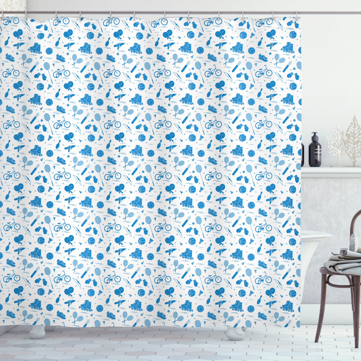 Bowling Print Pattern Bathroom Shower Curtain