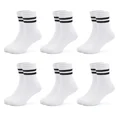 thumbnail image 1 of Kids Sports Socks Boys Striped Cotton Crew Socks 6 Pairs Girls Black White Grey Cushioned School Athletic Socks 1-12 Years, 1 of 5