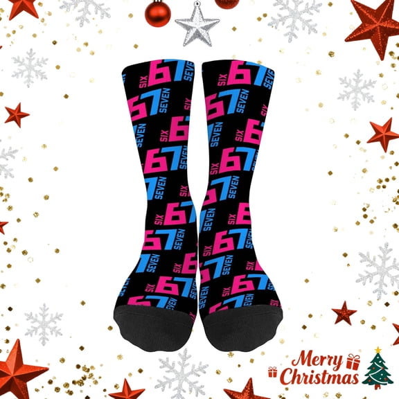 Kids Sports Socks Six Seven 6 7 Graphic Print Crew Socks