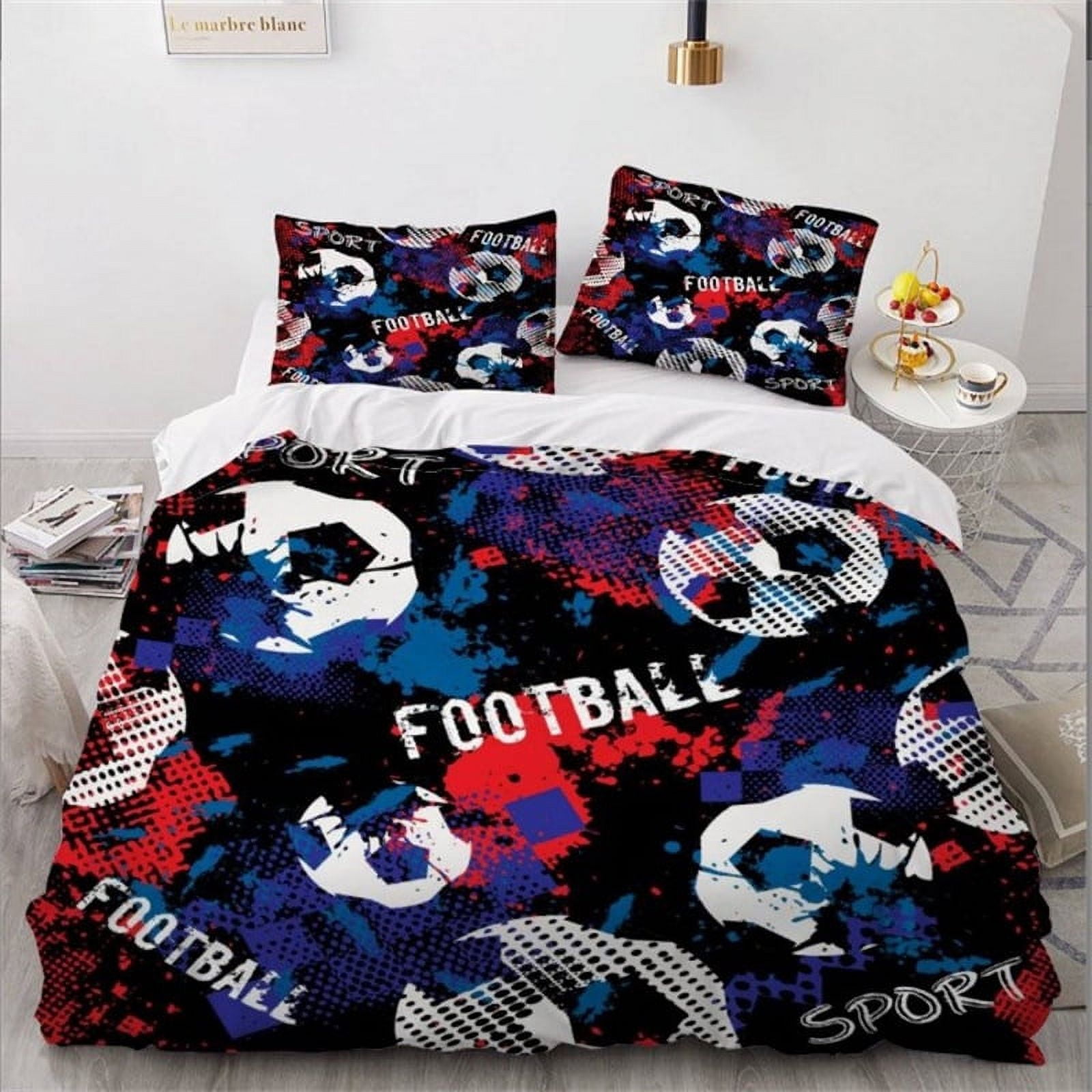 Kids Sports Theme Bedding Set,Basketball Football Baseball Tennis Print