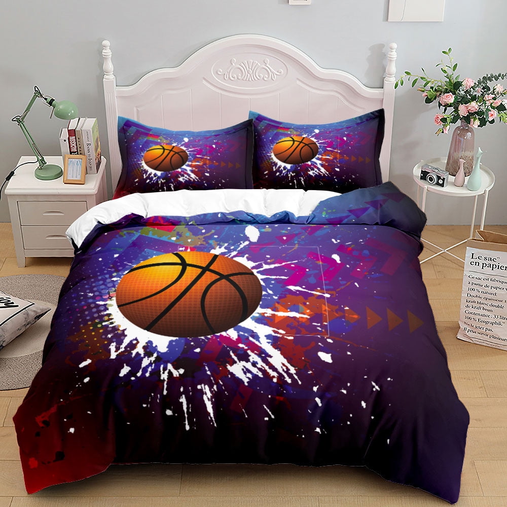 Kids Sports Theme Bedding Set Basketball Football Baseball Tennis Print