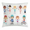 thumbnail image 1 of Kids Sports Throw Pillow Cushion Cover, Hockey Player Roller Skating Girl Fitness Gymnastics Game Hobby Baby Cartoon, Decorative Square Accent Pillow Case, 16 X 16 Inches, Multicolor, by Ambesonne, 1 of 2