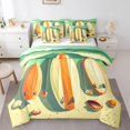 thumbnail image 1 of Sports Twin Comforter Set 7 Pieces Beach Theme Bedding Comforter Sets, Beige Orange Teal Bed in a Bag Surfboard Print Bedding Set, Ocean Wave Sea Shell Bed Sheets Set Room Decorative, 1 of 4