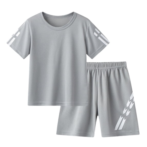 Kids Sporty Two Piece Set Short Sleeve T Shirt and Shorts Quick Dry Summer Activewear