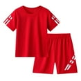 thumbnail image 1 of Kids Sporty Two Piece Set Short Sleeve T Shirt and Shorts Quick Dry Summer Activewear, 1 of 3