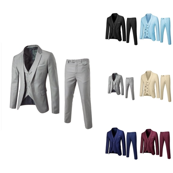 Kids Spring Autumn 3PC Outfit Suit: Boys Solid Long Sleeve Pants, Coat, & Vest Set for Toddlers (Black, 17-18 Years)