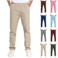 thumbnail image 1 of Kids Spring Fall Solid Dress Pants Elastic Waist Straight School Uniform Trousers, Soft Casual Long Pants for Back To School Daily Campus Outdoor Wear Wine 13 Years, 1 of 9