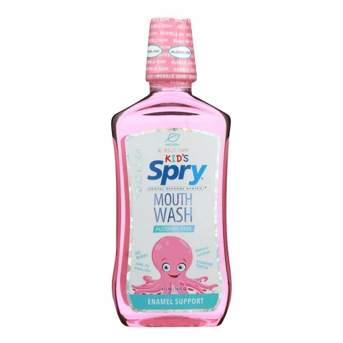 Kids Spry Natural Xylitol Mouth Wash Enamel Support Bubble Gum Flavor 16 fl oz