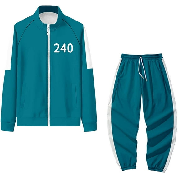 Kids Squid Game Cosplay Costume Sweatshirts and Sweatpants 2 Piece Outfit 001 456 067 Long Sleeve Tracksuit Jacket