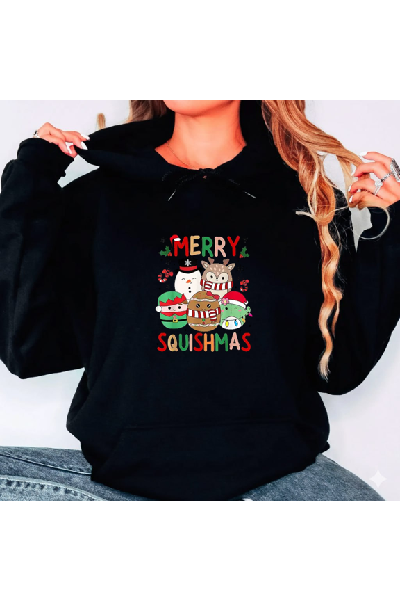 Kids Squish Squad Cute Holiday Gift Merry Christmas Festive Hoodie Shirt, up to size 5XL