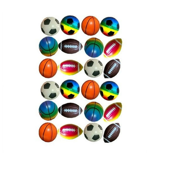 Kids Squishy Foam Balls (Soccer, Football) Treasure Box/Party Favor Set of 24