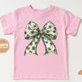 thumbnail image 1 of Kids St. Patrick'S Day Shirt - Coquette Green Clover Bow Kids Tshirt - St. Patricks Day Retro TODDLER SHORT SLEEVE TEE BELLA CANVAS 3001T, 1 of 3